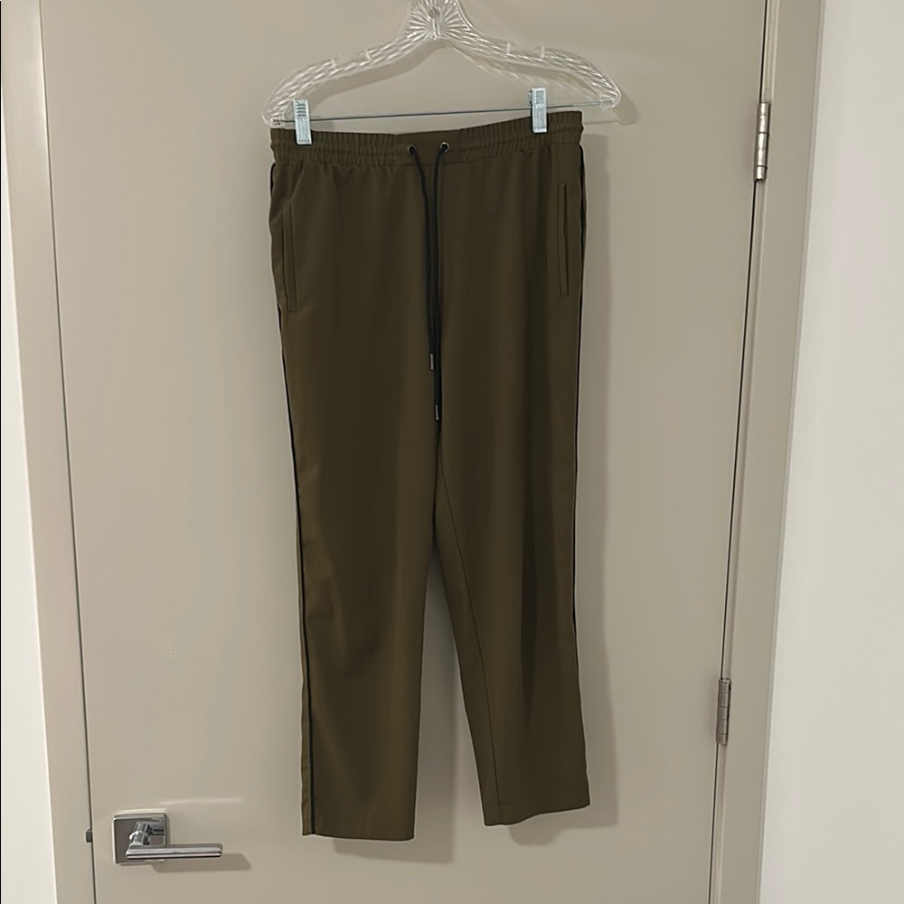 Silence + Noise Green Trousers with Straight Leg Design